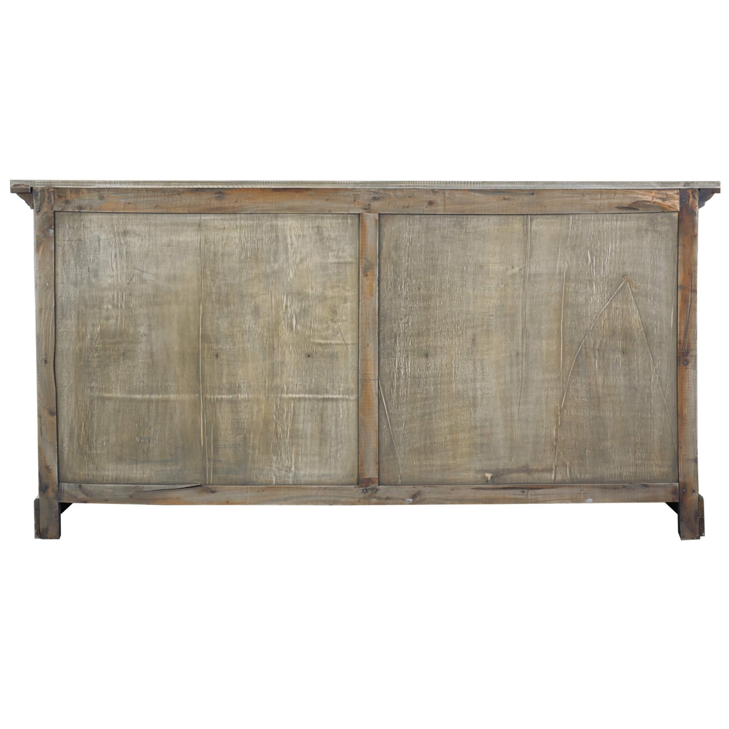 Sunset Trading Cottage 71" Curved Glass Door Sideboard | Driftwood Brown Solid Wood Credenza | Fully Assembled Display Cabinet CC-CAB1705S-DW