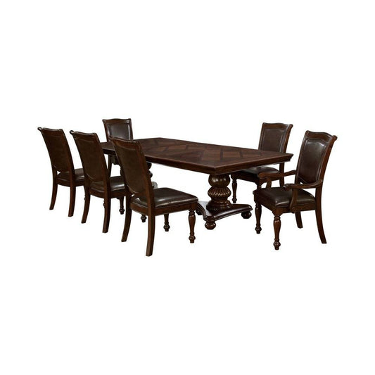 Furniture of America Jill Traditional 7-Piece Solid Wood Dining Set IDF-3350T-7PC