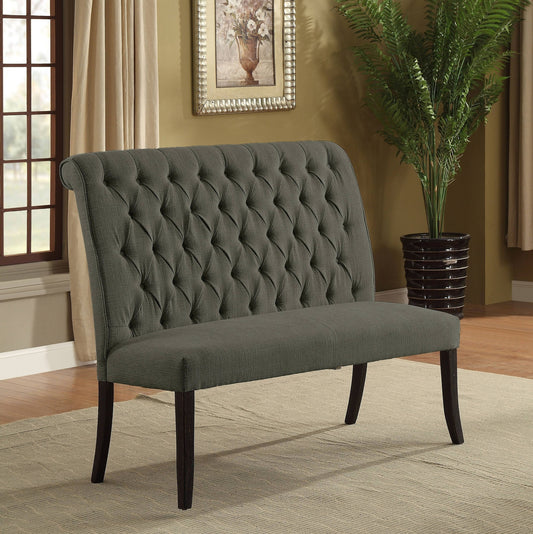 Furniture of America Gracie Transitional Button Tufted Dining Bench in Gray IDF-3564GY-BN