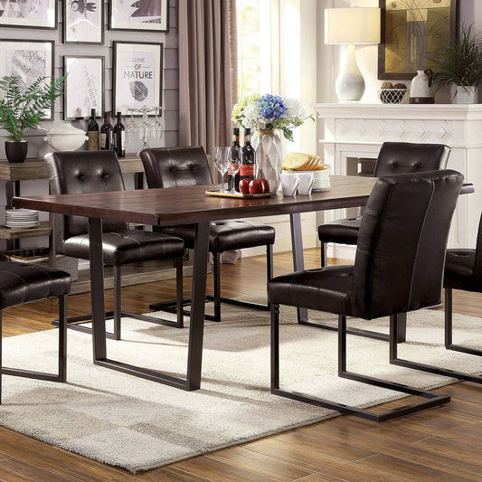 Furniture of America Cascannon Rustic Metal Base Dining Table IDF-3737T