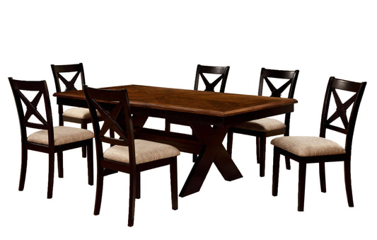 Furniture of America Roman Transitional 7-Piece Solid Wood Dining Set IDF-3776T-7PC