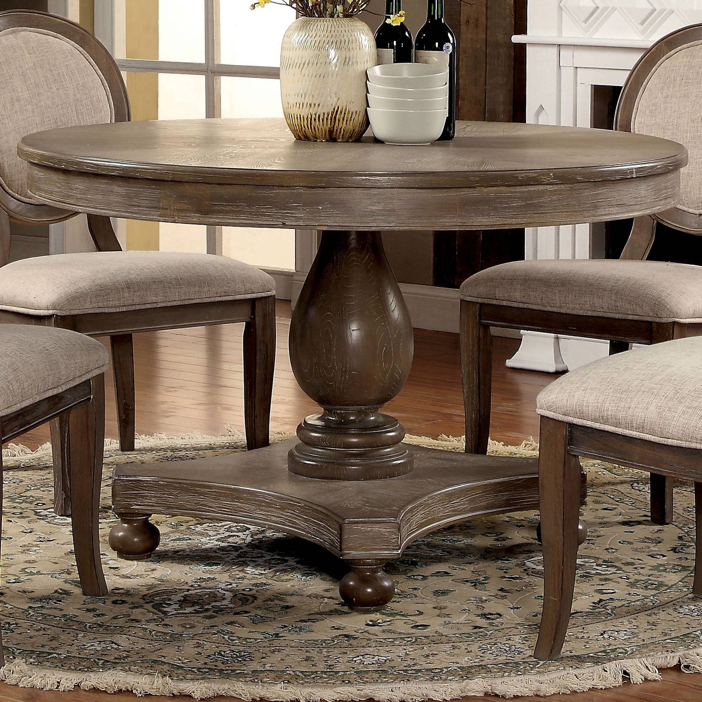 Furniture of America Pearse Transitional Round Dining Table IDF-3872RT