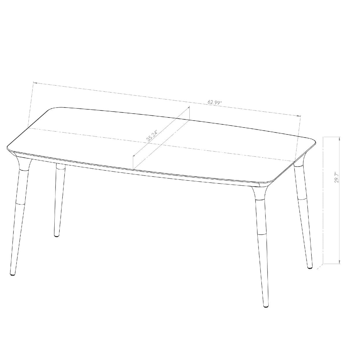 Manhattan Comfort HomeDock 62.99 Rectangle Dining Table with Seating Capacity for 6 in Off White and Cinnamon 1015551