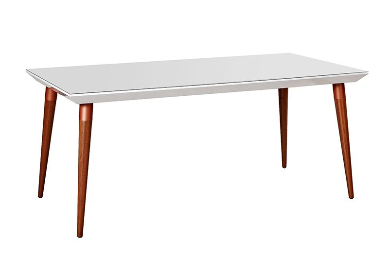 Manhattan Comfort Utopia 62.99" Modern Beveled Rectangular Dining Table with Glass Top