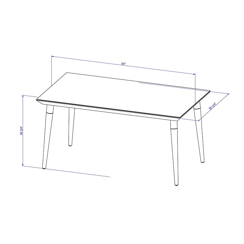 Manhattan Comfort Utopia 62.99" Modern Beveled Rectangular Dining Table with Glass Top