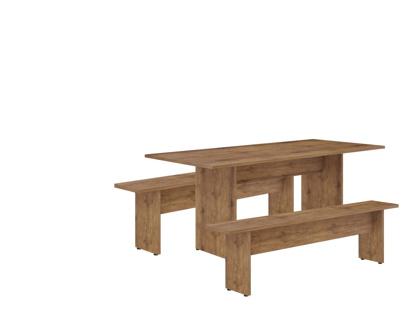 Manhattan Comfort NoMad 67.91 Rustic Country Dining Set of 3 in Nature 126GMC77