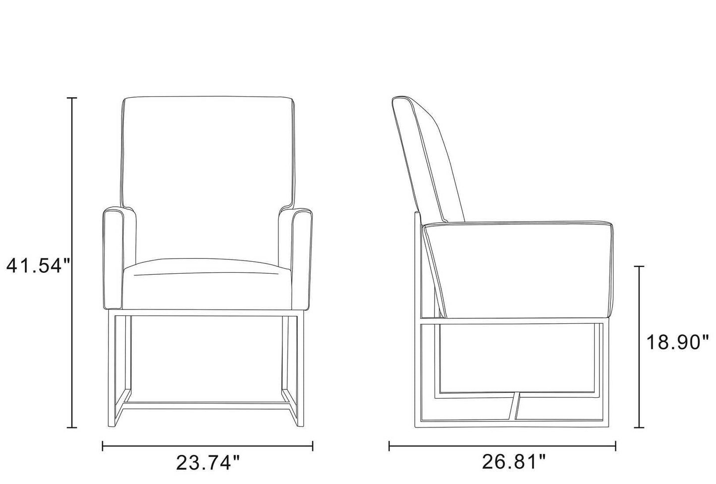 Manhattan Comfort Element Velvet Dining Armchair (Set of 2)