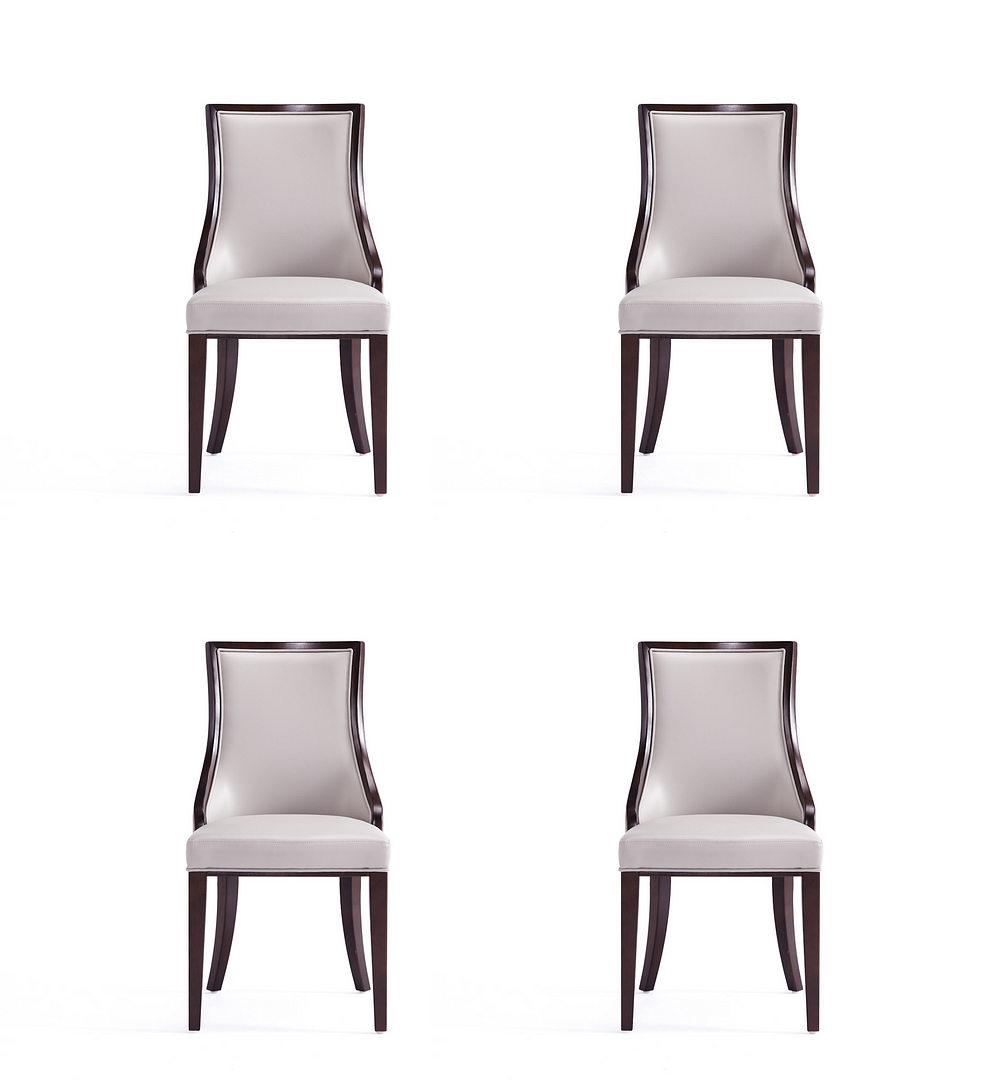 Manhattan Comfort Grand Faux Leather Dining Chairs - Set of 4 in Light Grey 2-DC048-LG