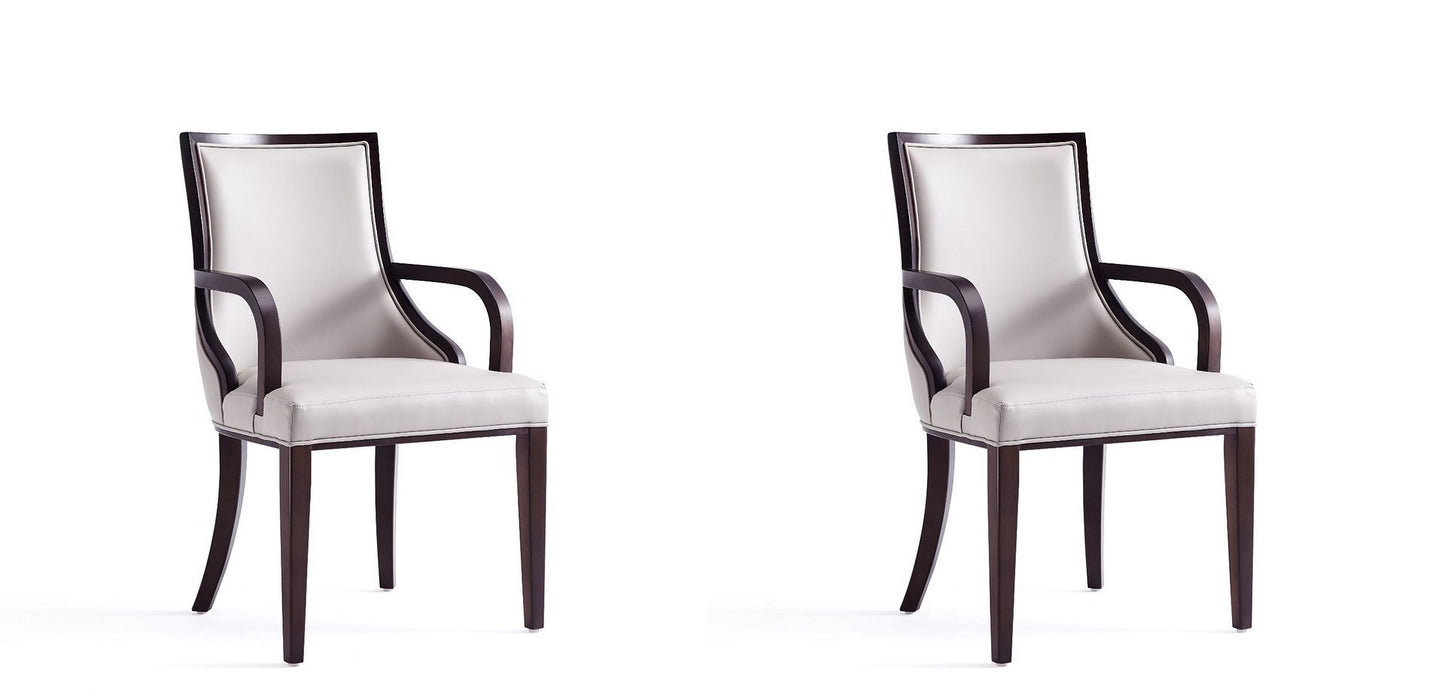 Manhattan Comfort Grand Faux Leather Dining Armchair - Set of 2 in Light Grey 2-DC048AR-LG