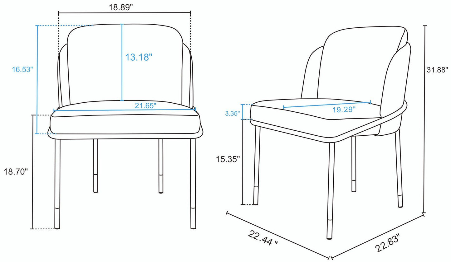 Manhattan Comfort Flor Fabric Dining Chair - Set of 2