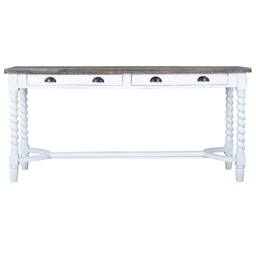 Sunset Trading Cottage 64" Swirl Leg Console Table | Fully Assembled Narrow Rectangle Kitchen Sideboard CC-TAB231TLD-WWRW