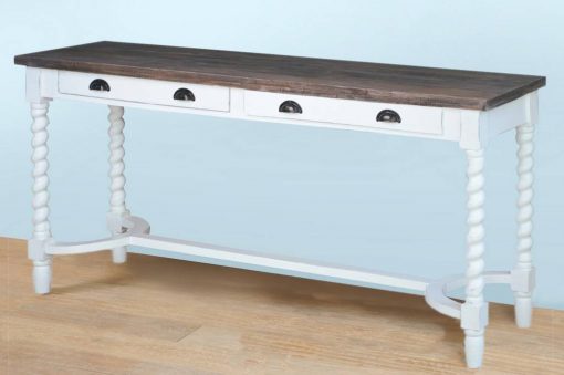 Sunset Trading Cottage 64" Swirl Leg Console Table | Fully Assembled Narrow Rectangle Kitchen Sideboard CC-TAB231TLD-WWRW