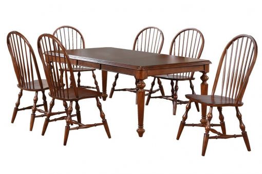 Sunset Trading Andrews 7 Piece 76" Rectangular Extendable Dining Set | Butterfly Leaf Table | Chestnut Brown | Seats 8 DLU-ADW4276-C30-CT7PC