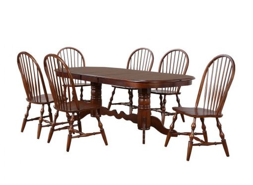 Sunset Trading Andrews 7 Piece 96" Oval Double Pedestal Extendable Dining Set  DLU-ADW4296-C30-CT7PC