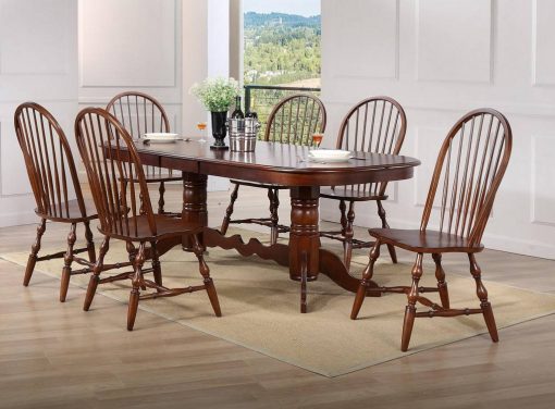 Sunset Trading Andrews 7 Piece 96" Oval Double Pedestal Extendable Dining Set  DLU-ADW4296-C30-CT7PC