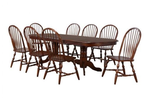 Sunset Trading Andrews 9 Piece 96" Oval Double Pedestal Extendable Dining Set DLU-ADW4296-C30-CT9PC