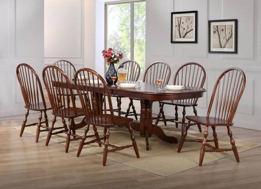 Sunset Trading Andrews 9 Piece 96" Oval Double Pedestal Extendable Dining Set DLU-ADW4296-C30-CT9PC