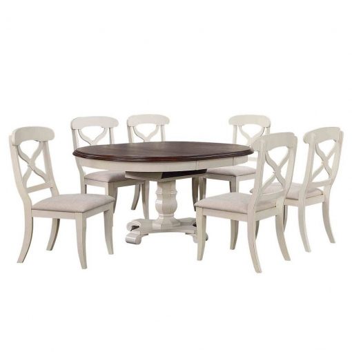 Sunset Trading Andrews 7 Piece 48" Round or 66" Oval Extendable Dining Set DLU-ADW4866-C12-AW7P