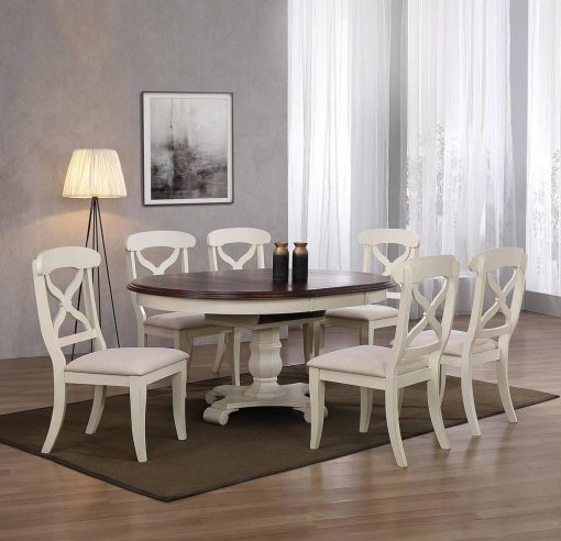 Sunset Trading Andrews 7 Piece 48" Round or 66" Oval Extendable Dining Set DLU-ADW4866-C12-AW7P