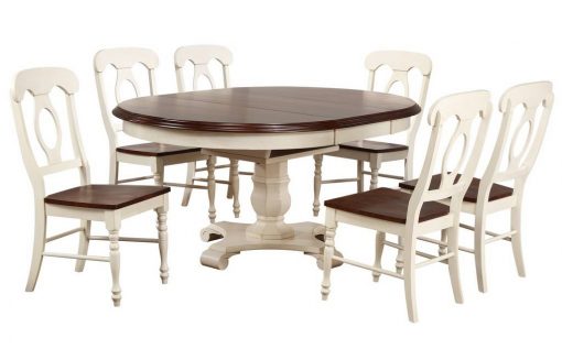 Sunset Trading Andrews 7 Piece 48" Round or 66" Oval Extendable Dining Set DLU-ADW4866-C50-AW7PC