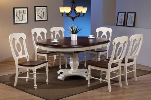 Sunset Trading Andrews 7 Piece 48" Round or 66" Oval Extendable Dining Set DLU-ADW4866-C50-AW7PC