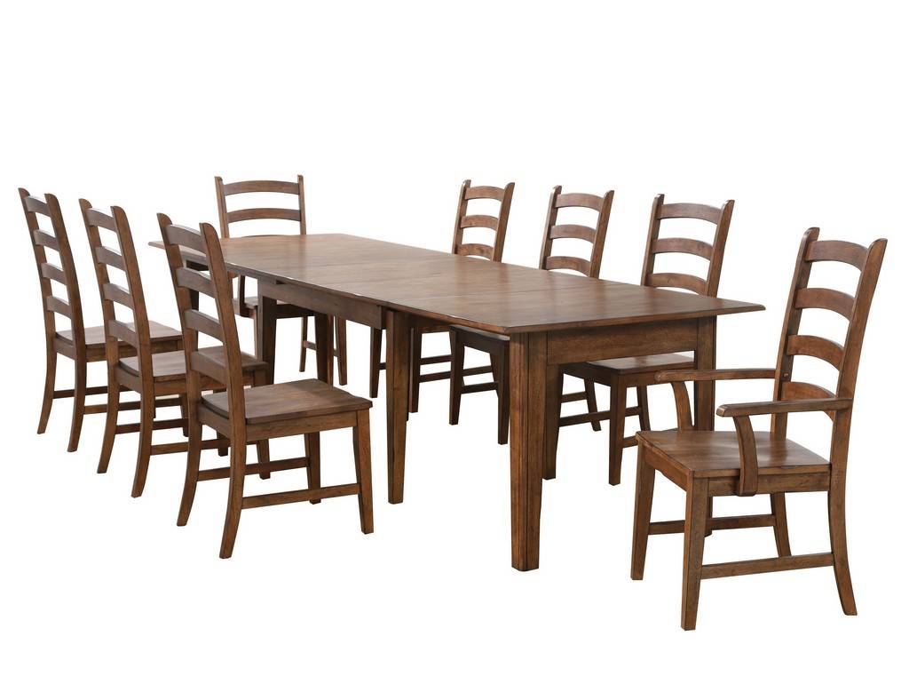 Sunset Trading Simply Brook 9 Piece 134" Rectangular Extendable Table Dining Set | Amish Brown | Seats 12 DLU-BR134-AM9PC