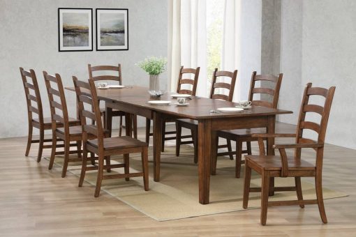 Sunset Trading Simply Brook 9 Piece 134" Rectangular Extendable Table Dining Set | Amish Brown | Seats 12 DLU-BR134-AM9PC