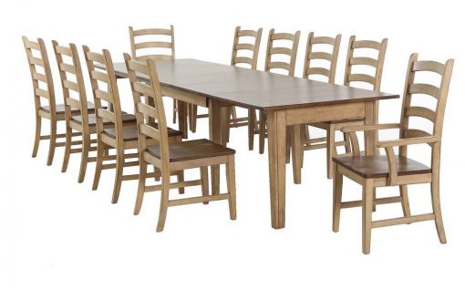 Sunset Trading Brook 11 Piece 134" Rectangular Extendable Dining Set | Arm Chairs | Seats 12 DLU-BR134-PW11PC