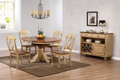 Sunset Trading Brook 6 Piece 42" Round or 60" Oval Extendable Dining Set | Butterfly Leaf Table | Server | Seats 6 DLU-BR4260-C50-SRPW6PC