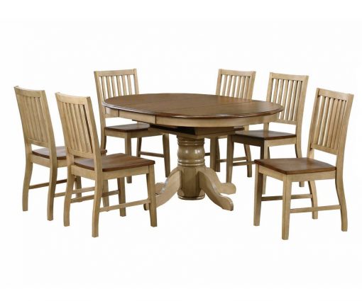 Sunset Trading Brook 7 Piece 42" Round or 60" Oval Extendable Dining Set DLU-BR4260-C60-PW7PC