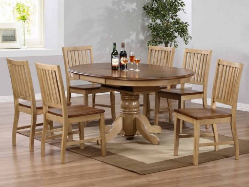 Sunset Trading Brook 7 Piece 42" Round or 60" Oval Extendable Dining Set DLU-BR4260-C60-PW7PC