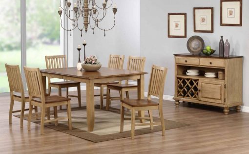 Sunset Trading Brook 8 Piece 72" Rectangular Extendable Table Dining Set with Server | Seats 8 DLU-BR4272-C60-SRPW8PC