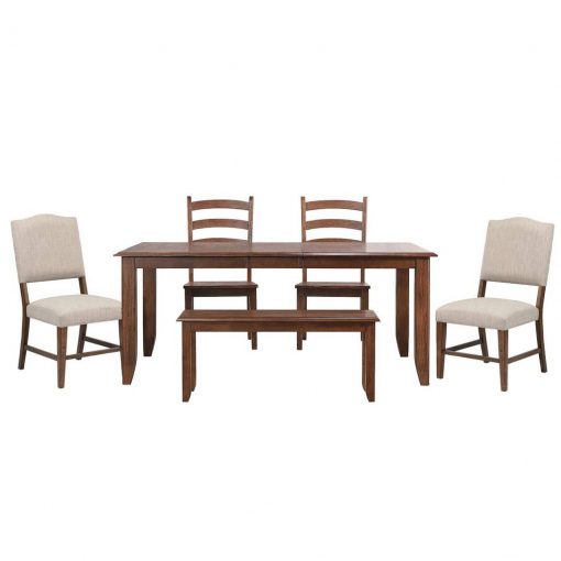 Sunset Trading Simply Brook 6 Piece 72" Rectangular Extendable Table Dining Set with Bench DLU-BR4272-C85-BNC80AM6P