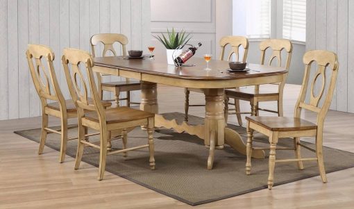 Sunset Trading Brook 7 Piece 96" Oval Extendable Dining Set with Napoleon Chairs | Double Pedestal Table | Seats 10 DLU-BR4296-C50-PW7PC