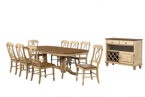 Sunset Trading Brook 10 Piece 96" Oval Extendable Dining Set with Napoleon Chairs DLU-BR4296-C50-SRPW10PC