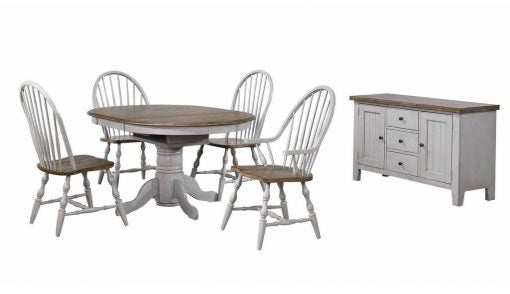 Sunset Trading Country Grove 42" Round to 60" Oval Extendable Dining Table Set DLU-CG4260-30AGOB6