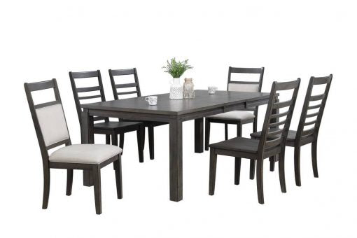 Sunset Trading Shades of Gray 7 Piece 82" Rectangular Extendable Dining Set with Upholstered End Chairs | Seats 8 DLU-EL9282-4C100-2C90-7PC