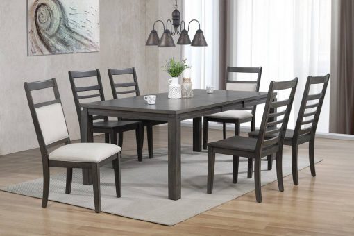 Sunset Trading Shades of Gray 7 Piece 82" Rectangular Extendable Dining Set with Upholstered End Chairs | Seats 8 DLU-EL9282-4C100-2C90-7PC