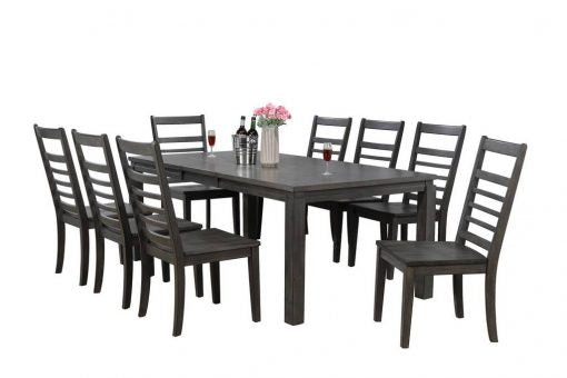 Sunset Trading Shades of Gray 9 Piece 82" Rectangular Extendable Dining Set | Slat Back Chairs | Seats 8 DLU-EL9282-C100-9PC