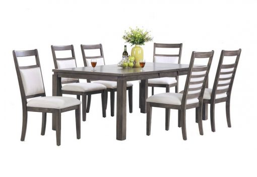 Sunset Trading Shades of Gray 7 Piece 82" Rectangular Extendable Dining Set | Upholstered Chairs | Seats 8 DLU-EL9282-C90-7PC