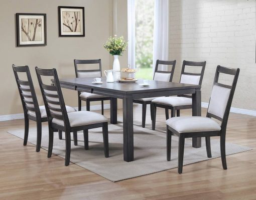 Sunset Trading Shades of Gray 7 Piece 82" Rectangular Extendable Dining Set | Upholstered Chairs | Seats 8 DLU-EL9282-C90-7PC