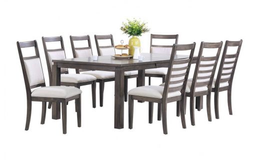 Sunset Trading Shades of Gray 9 Piece 82" Rectangular Extendable Dining Set | Upholstered Chairs | Seats 8 DLU-EL9282-C90-9PC