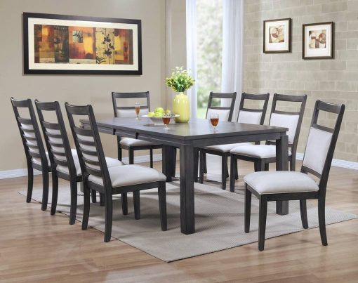 Sunset Trading Shades of Gray 9 Piece 82" Rectangular Extendable Dining Set | Upholstered Chairs | Seats 8 DLU-EL9282-C90-9PC