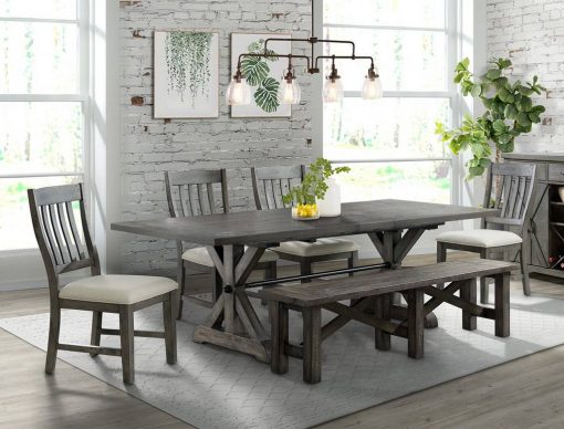 Sunset Trading Trestle 6 Piece Dining Set with Bench ED-SK100-170BN-6P