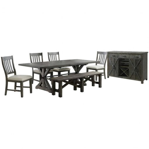 Sunset Trading Trestle 7 Piece Dining Set with Bench ED-SK100-170BNSR-7P