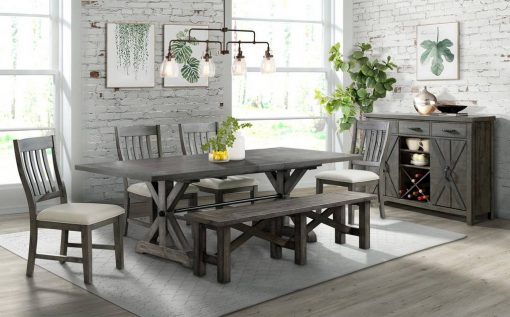 Sunset Trading Trestle 7 Piece Dining Set with Bench ED-SK100-170BNSR-7P