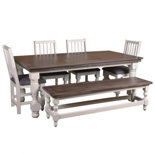 Sunset Trading Rustic French 78" Rectangular Dining Table Set with Bench HH-8750-018-4006P