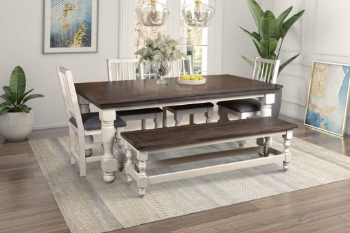 Sunset Trading Rustic French 78" Rectangular Dining Table Set with Bench HH-8750-018-4006P