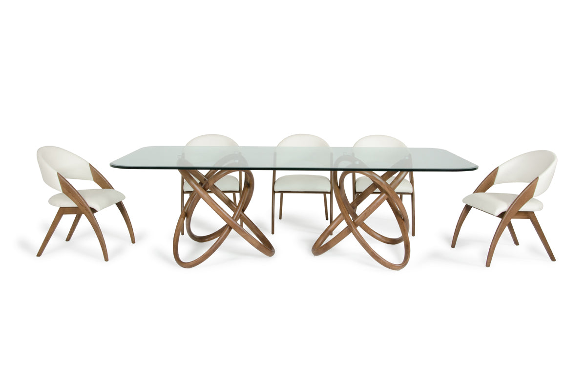 Homeroots 47" Walnut and Glass Dining Table 283020