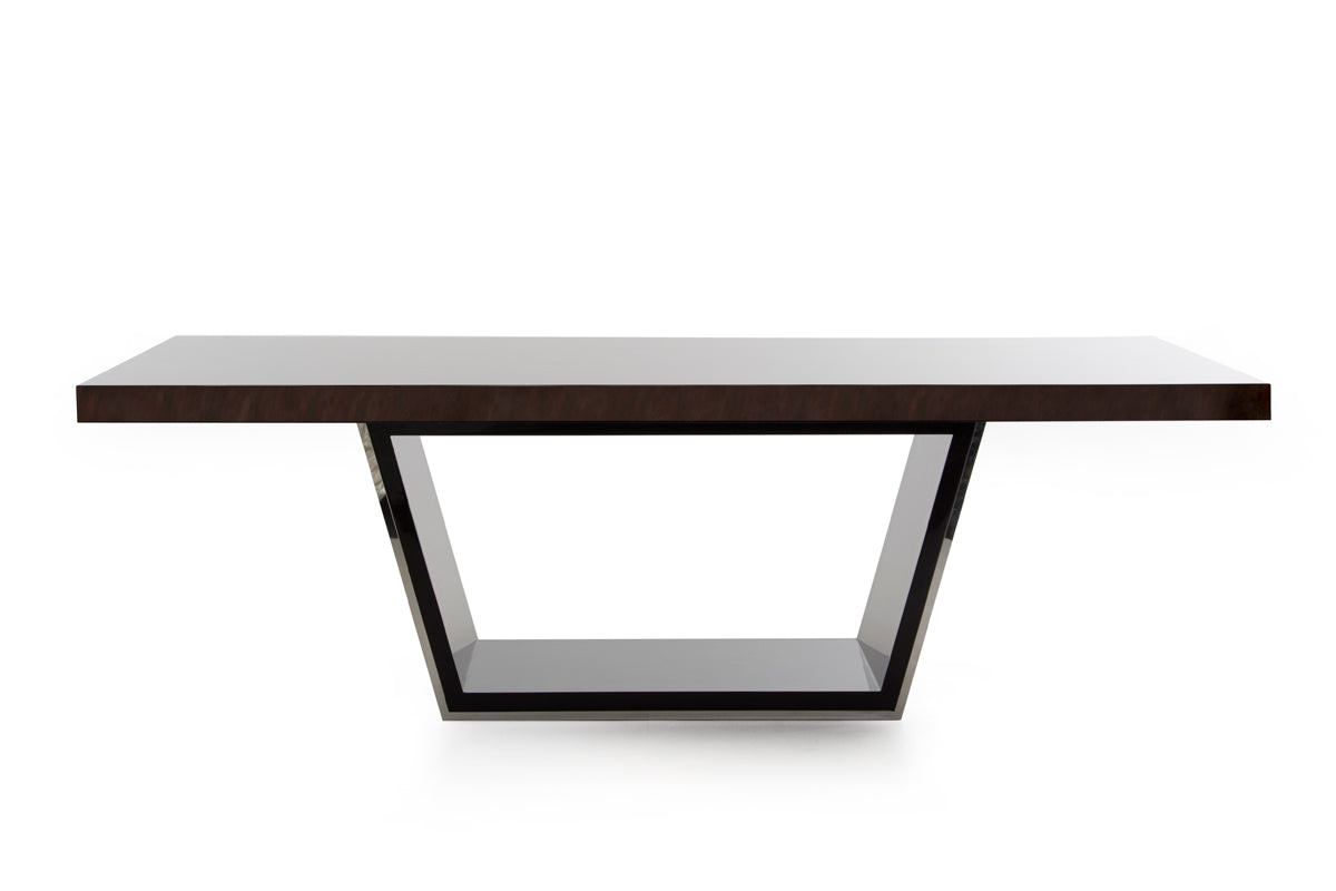 Homeroots 30" Ebony High Gloss MDF and Steel Dining Table 283424